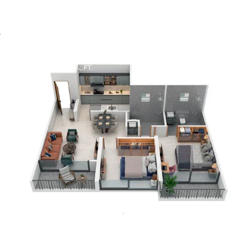Codename Triluxe Ravet 2 BHK Floor Plan Image